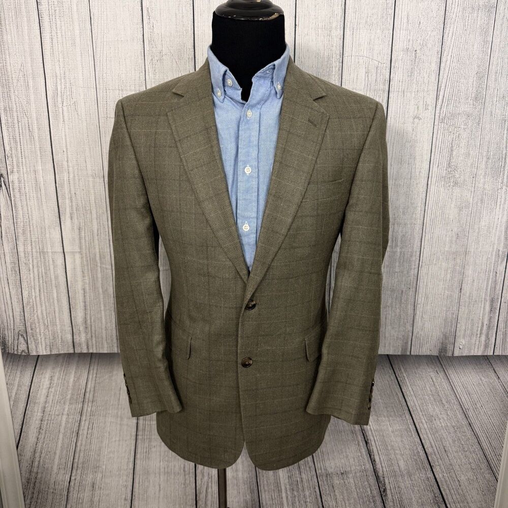 Jos. A. Bank 40R Brown Check Silk & Wool 2-Button Single-Vent Sports Coat